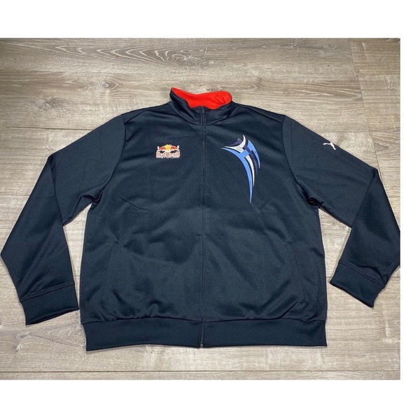 Red Bull Racing Team Jacket Mens XL Black Puma Formula‎ 1 F1 Full Zip Track Coat